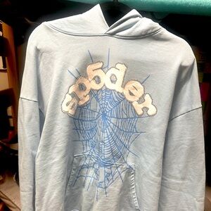 Original Sp5der baby blue hoody and matching sweatpants.